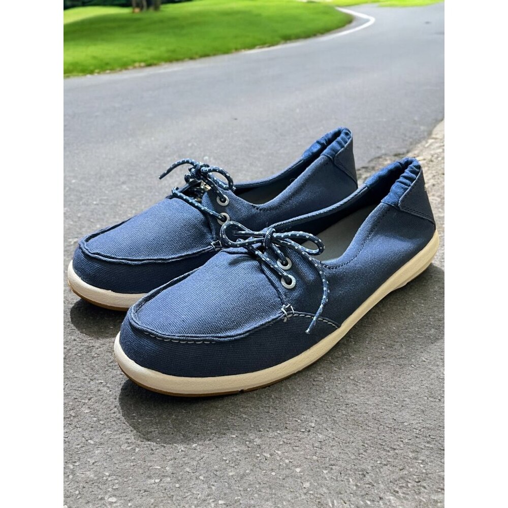 Columbia BL4611-469 Blue Delray Canvas Boat Shoes Canvas Slip On Fishing Sz 10